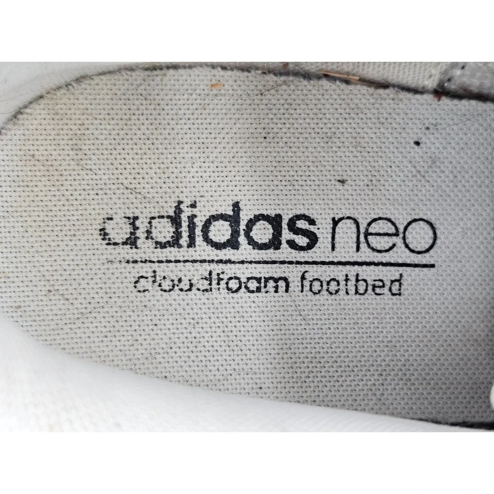 Adidas Neo Cloudfoam Mens White Black‎ Low Top Sneakers Shoes Classic Stripe 9